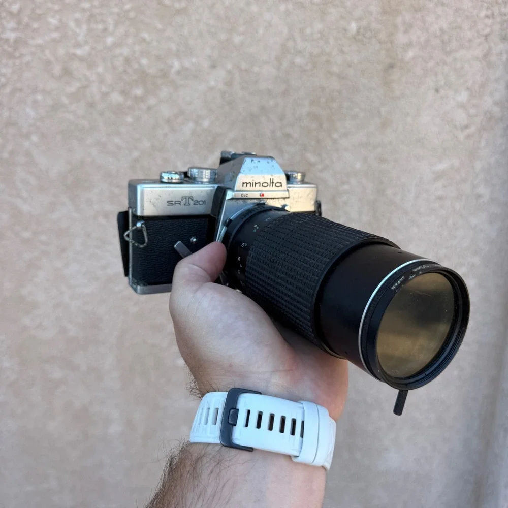 Minolta SRT 201 Vintage 35mm SLR Film Camera Body with Zoom Lens for Parts